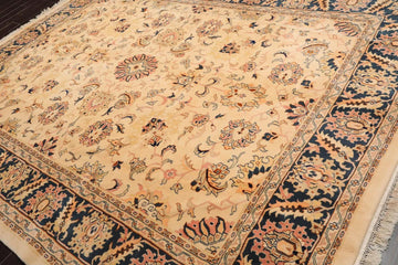 9x12 Super Soft 200 KPSI Agra Hand Knotted 100% Wool Plus Pile Area Rug Tan