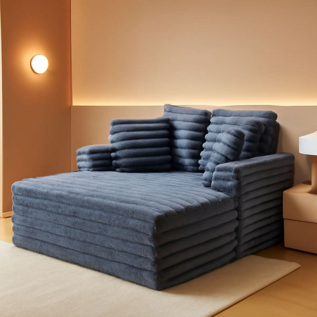 53 Inch Chaise Lounge Grey Sleeper Chair For Living Room – Sofa
