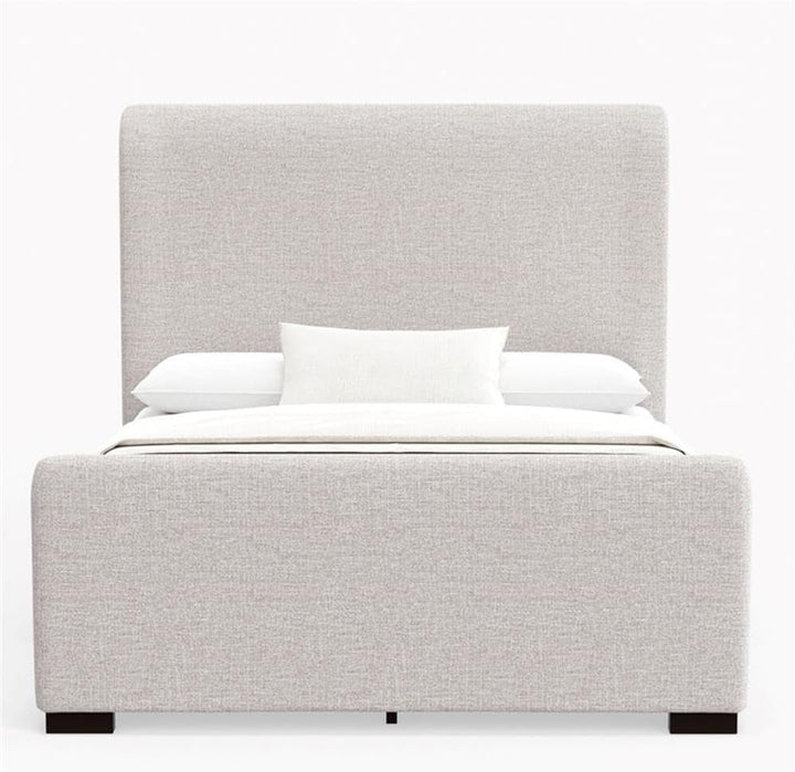 California King Platform Bed Stone Beige Upholstered