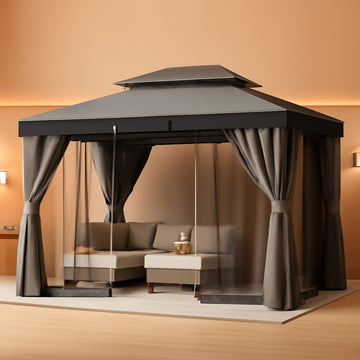 Outdoor Gazebo 10x13 With Mosquito Netting Weatherproof