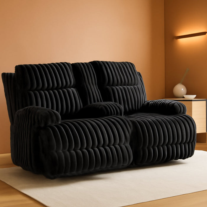 Black Contemporary Reclining Loveseat With USB Charging