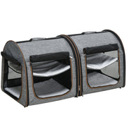 Two-Compartment Soft-Sided Pet Carrier with Divider – Gray