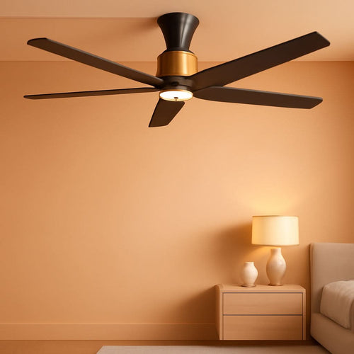 52 Inch Black-Gold Ceiling Fan with Lights and Remote