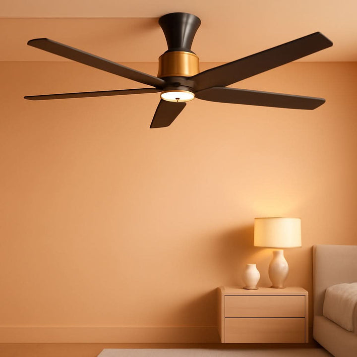 52 Inch Black-Gold Ceiling Fan with Lights and Remote