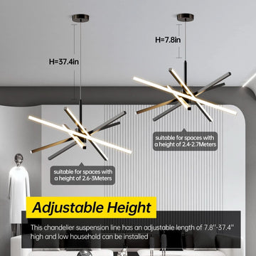 Black 31.5 Inch Modern Sputnik LED Chandelier Lighting – Chandliers