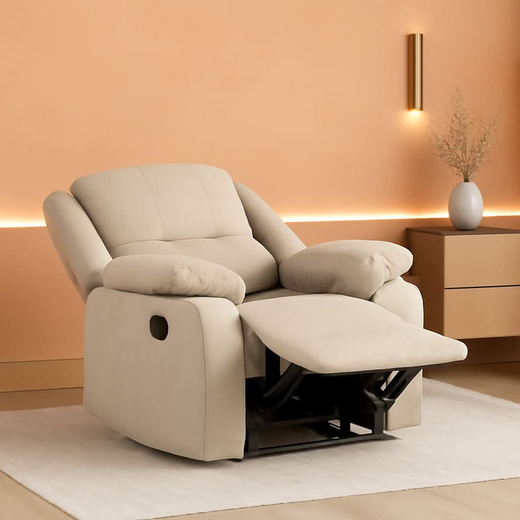 Oatmeal Wall Hugger Manual Recliner Chair For Living Room