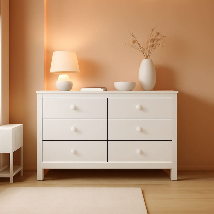 Noah White Six Drawer Dresser GREENGUARD Gold Certified