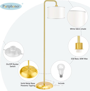 Gold LED Floor Lamp with 3 Color Temperatures
