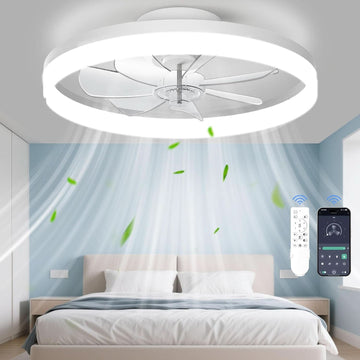 White 20 Inch Contemporary Ceiling Fan With Lighting