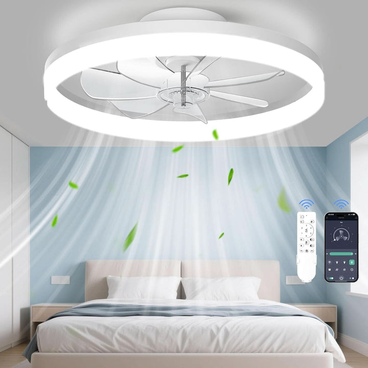 White 20 Inch Contemporary Ceiling Fan With Lighting