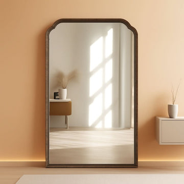 24 X 36 Solid Wood Bathroom Mirror Rustic Brown Frame For Living Room Bedroom