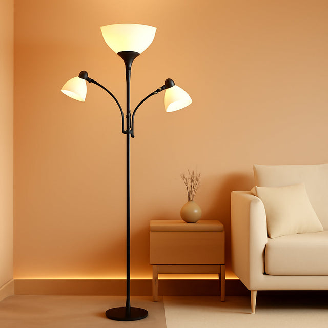 Industrial 3-Light Floor Lamp with Stepless Dimming