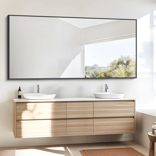 30x60 Inch Black Rectangle Wall Mounted Bathroom Mirror – General Merchandise