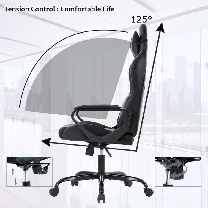 Blue High Back Ergonomic Gaming Chair With Lumbar Support