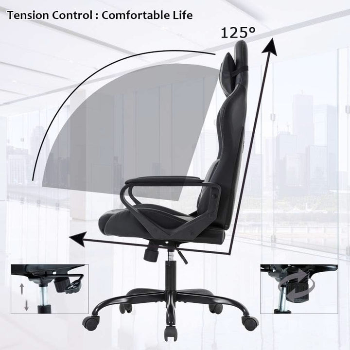 Blue High Back Ergonomic Gaming Chair With Lumbar Support