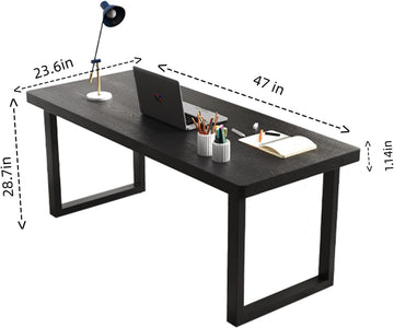 47 in. Black Solid Wood Desk with Scratch-Resistant Finish