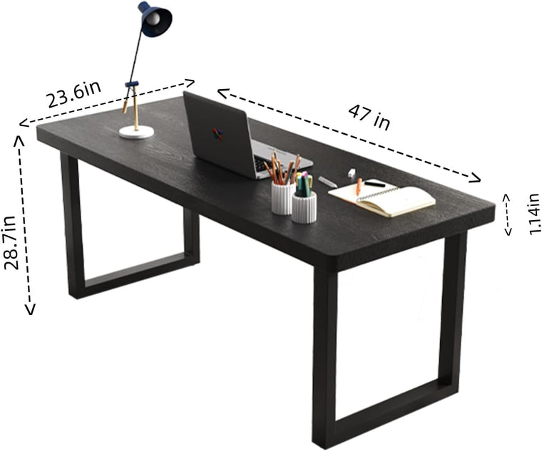 47 in. Black Solid Wood Desk with Scratch-Resistant Finish