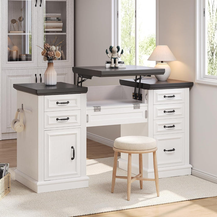 57 Inch Height Adjustable Executive Desk Storage Systems