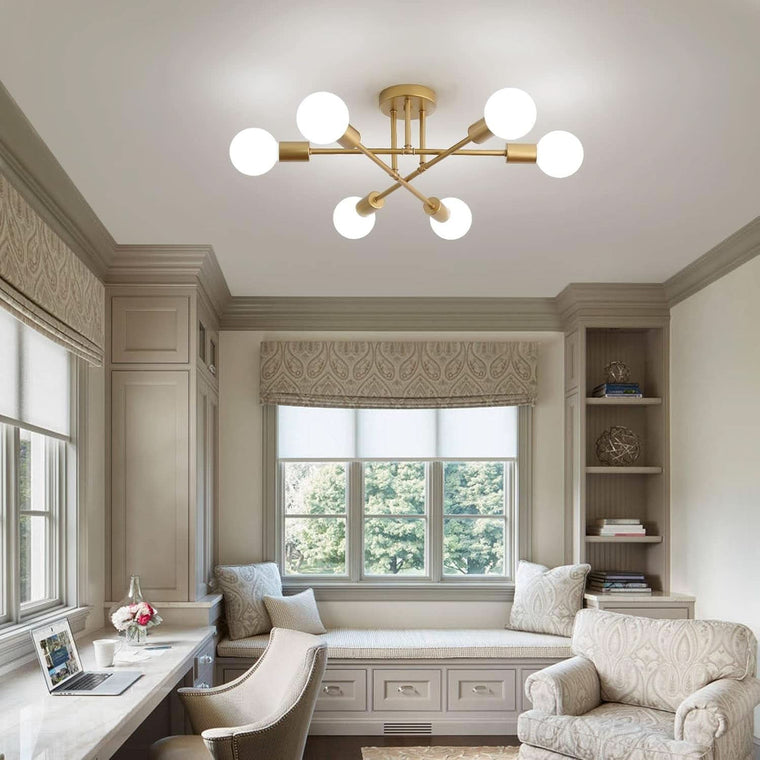 Gold Modern Sputnik Chandelier With 6 Adjustable Lights