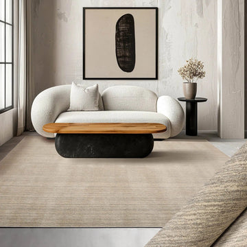 LoomBloom Multi Sizes Beige Hand Woven Contemporary Textured New Zealand Wool