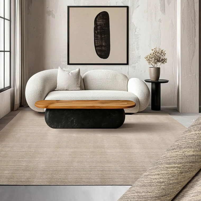 LoomBloom Multi Sizes Beige Hand Woven Contemporary Textured New Zealand Wool