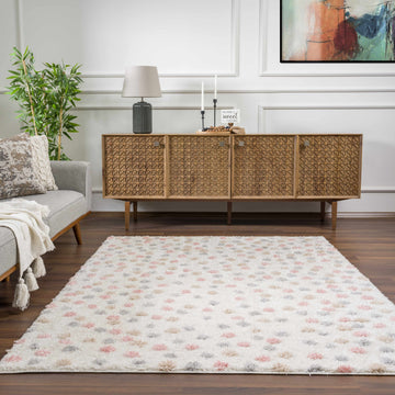 Cansu Pink & Cream Dotted Area Rug – Rugs