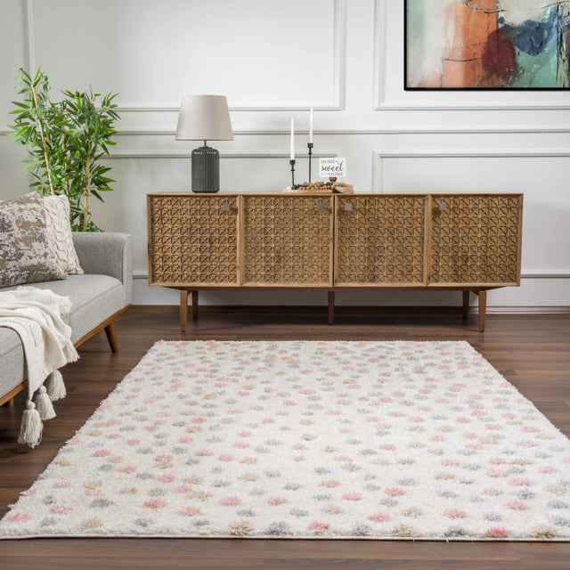 Cansu Pink & Cream Dotted Area Rug – Rugs