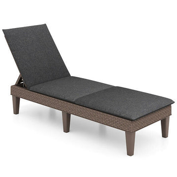 Patio Lounge Outdoor Recliner Chair with Cushion 3-Position Adjustable Backrest-Orange