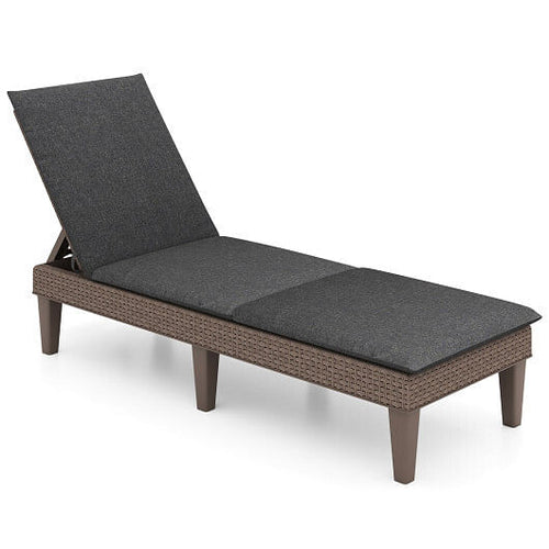 Patio Lounge Outdoor Recliner Chair with Cushion 3-Position Adjustable Backrest-Orange