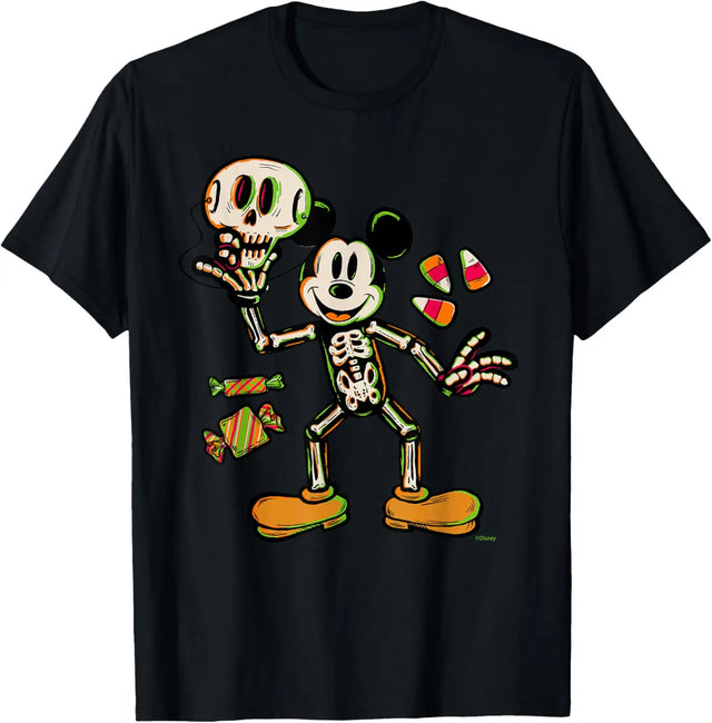 Disney Mickey Skeleton Costume Trick or Treat Halloween Short Sleeve T-Shirt