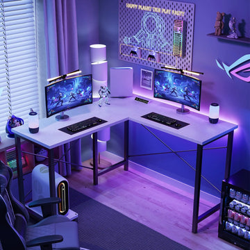 50-Inch L-Shaped Gaming & Computer Desk – Reversible CPU Shelf & Reinforced Metal Frame