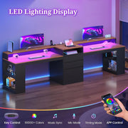 96.6-Inch Two-Person Gaming Desk with LED Lights, Power Outlets & Storage – product detail 6
