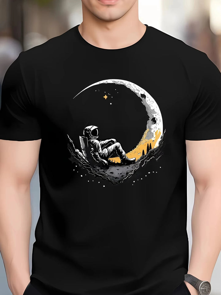 Men’s Moon Graphic Cotton T-Shirt – Relaxed Summer Fit