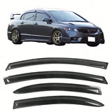 4-Piece Window Visors Compatible With Honda Civic Sedan 2006–2011, Smoke Acrylic Rain Guards product image