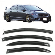 4-Piece Window Visors Compatible With Honda Civic Sedan 2006–2011, Smoke Acrylic Rain Guards product image