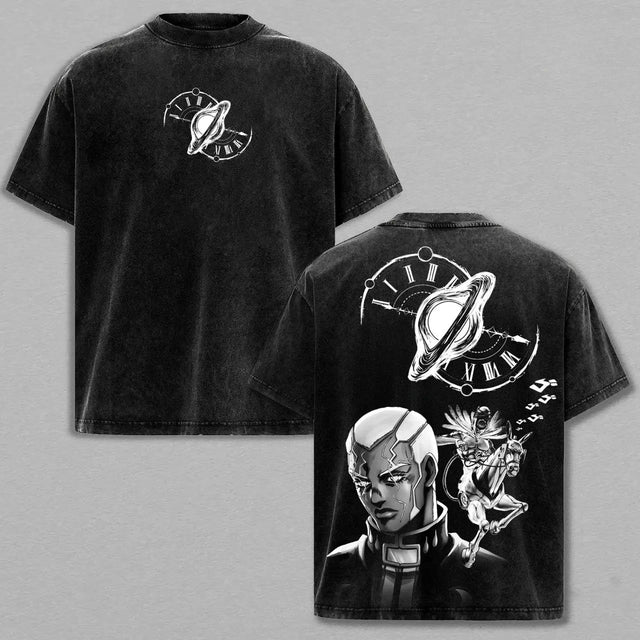 JoJo's Bizarre Adventure Anime T-Shirt Enrico Pucci Washed T-Shirt Summer Short Sleeve O-Neck