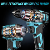 SEESII 21V Brushless Cordless Drill & Impact Driver Kit with Two Batteries – product detail 4