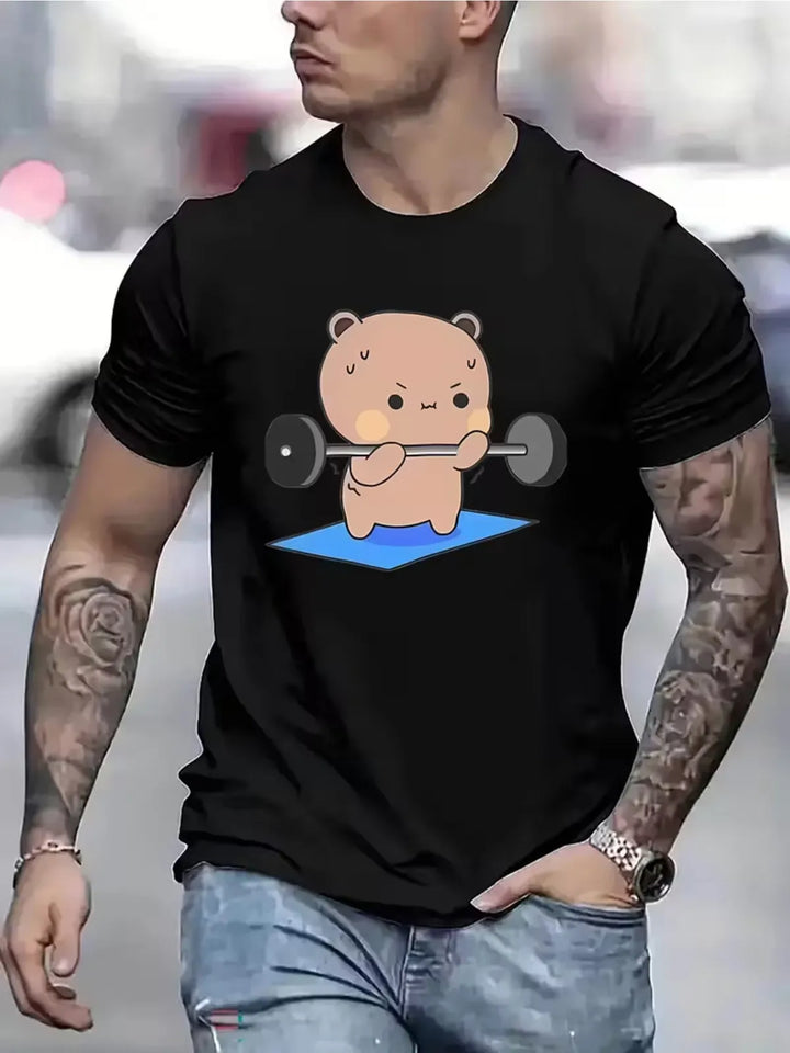 Men’s Fitness Bear Graphic T-Shirt – Casual Workout Tee
