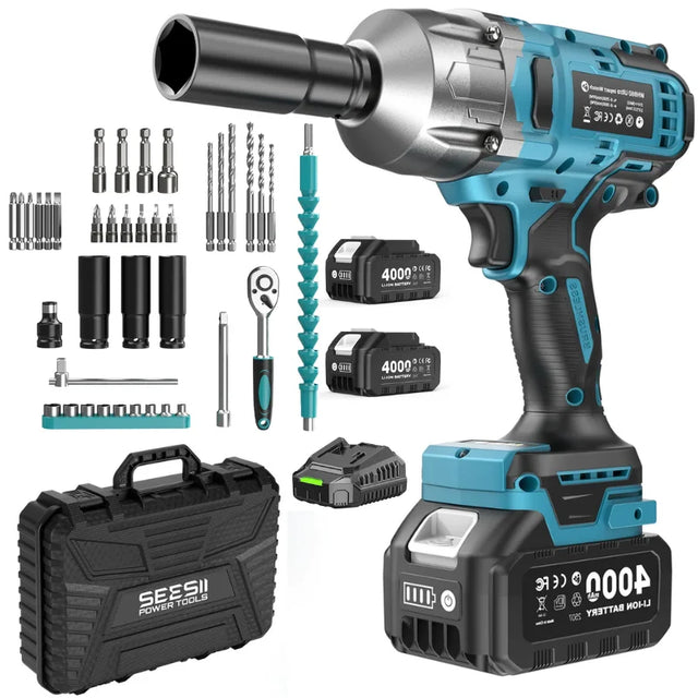 SEESII 1300 N·m 3-in-1 Cordless Impact Wrench, Drill & Screwdriver Kit