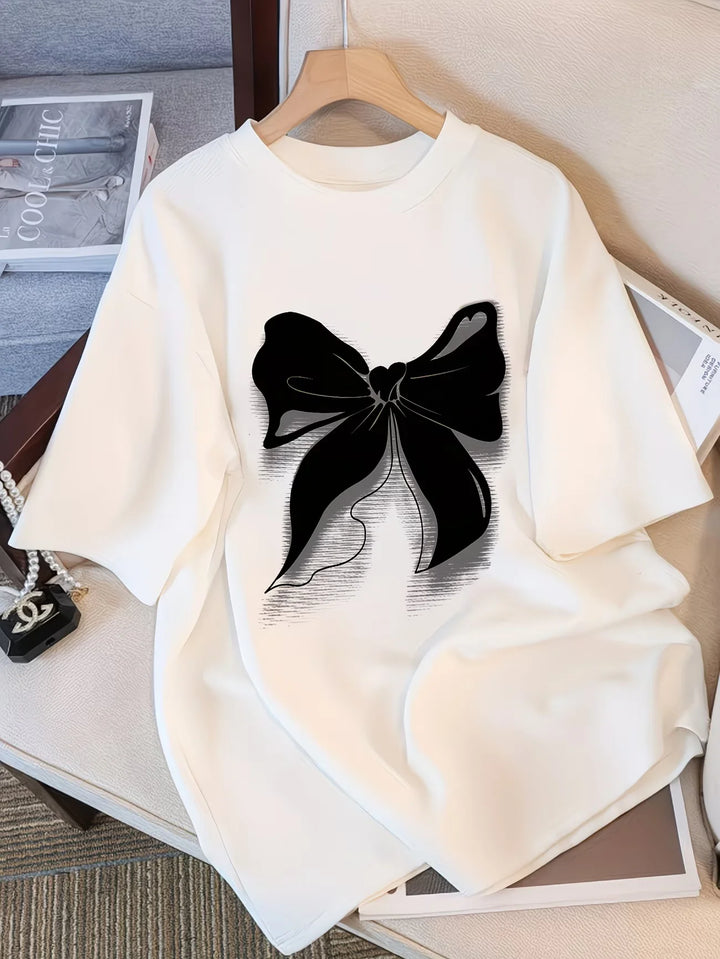 Women's Bow Cotton Graphic T-Shirt