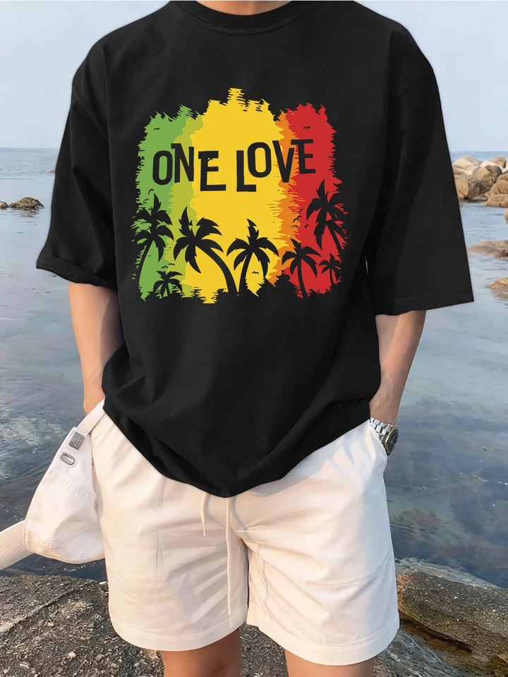 Men’s One Love Palm Tree Cotton Graphic T-Shirt
