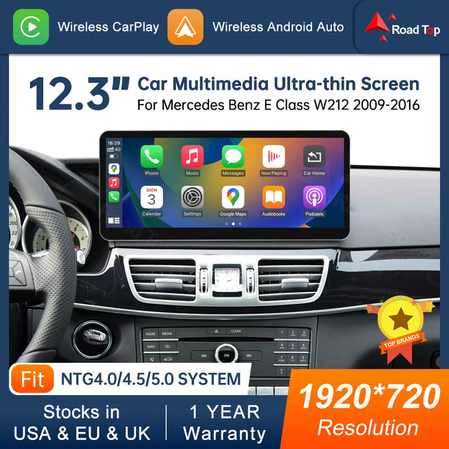 12.3-Inch Multimedia Display for Mercedes-Benz E-Class W212 with CarPlay