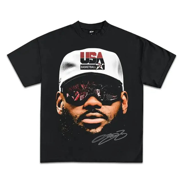 Lebron James Usa Basketball Vintage Graphic Tee, Menswear Crew Neck Rap Streetwear T-Shirt