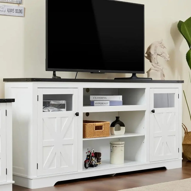 Rustic 65-75 Inch TV Stand with Adjustable Shelves