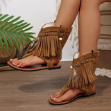 Women's Bohemian Fringe Open-Toe Flat Sandals product image