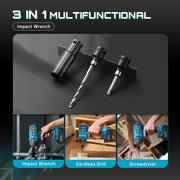 SEESII 1300 N·m 3-in-1 Cordless Impact Wrench, Drill & Screwdriver Kit – product detail 4