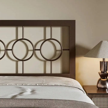 Metal Platform Bed Frame With Modern And Vintage Style Headboard, No Box Spring Need