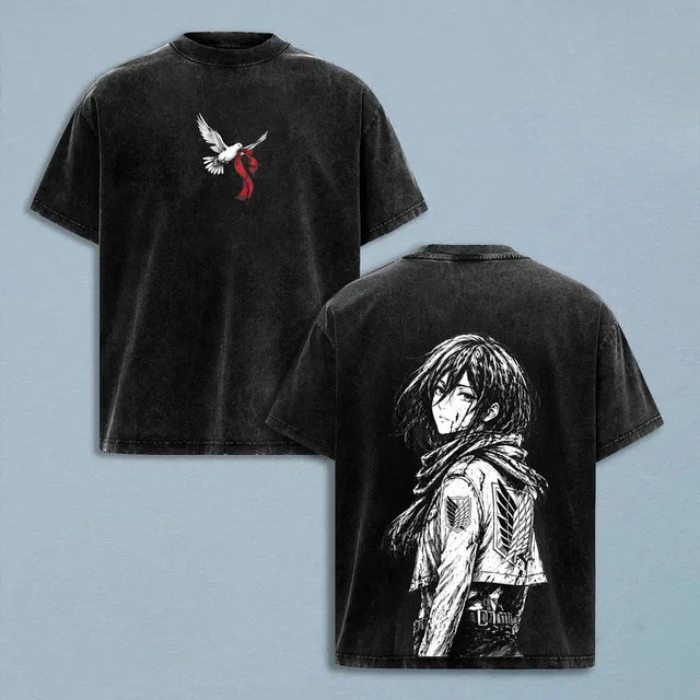 Anime Attack On Titan Mikasa Graphic T-Shirt Men Women Clothing Summer Casual Cotton T-Shirt