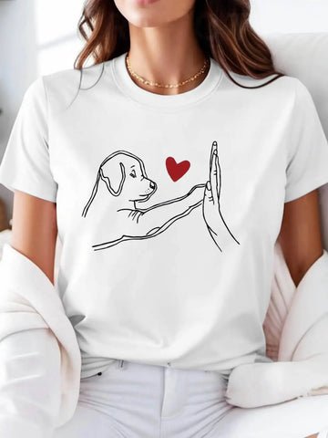 Women's Dog High-Five Graphic T-Shirt