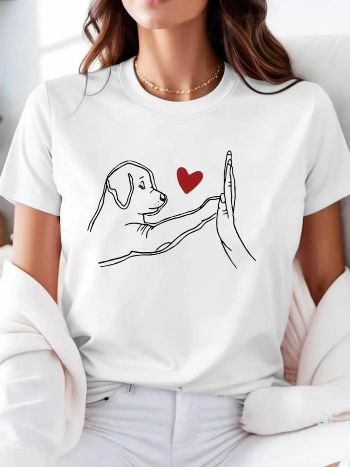 Women's Dog High-Five Graphic T-Shirt